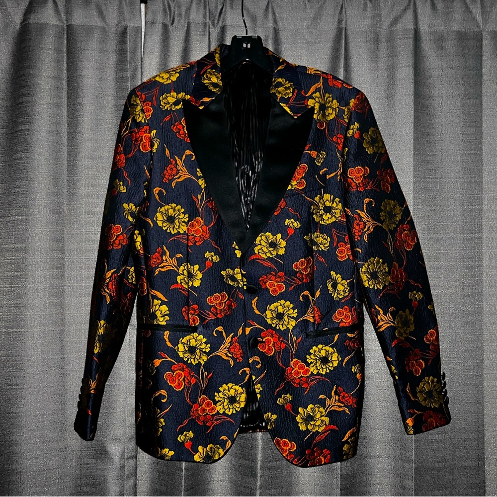 Floral jacquard blazer